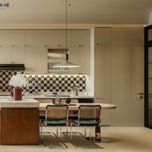 Tủ bếp gỗ công nghiệp TBM77