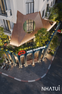 Góc nhìn tổng thể từ trên cao của MIN COFFEE tại Vinhomes Ocean Park 2 do NHÀ TUI thiết kế.