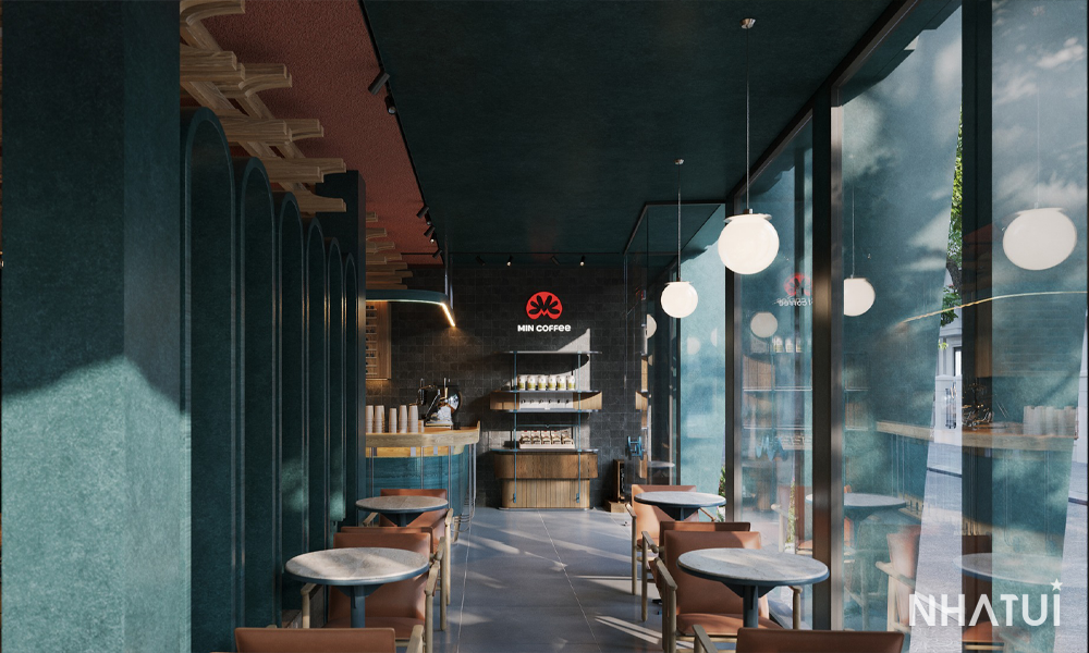 Không gian bên trong của MIN COFFEE tại Vinhomes Ocean Park 2 do NHÀ TUI thiết kế.