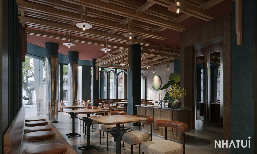 Không gian bên trong của MIN COFFEE tại Vinhomes Ocean Park 2 do NHÀ TUI thiết kế.